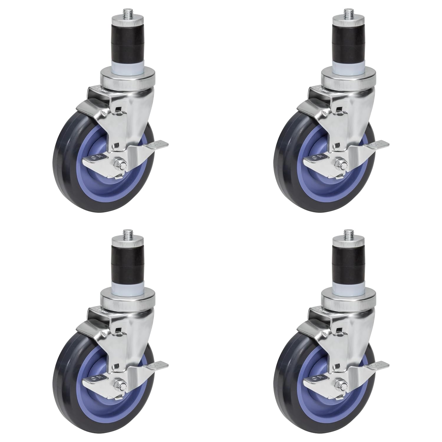 GSW Set of 4 Casters for 1-1/2 or 1-5/8 Tubing Legs for Worktables and Equipment Stands (5 Wheel (Brake X 4))