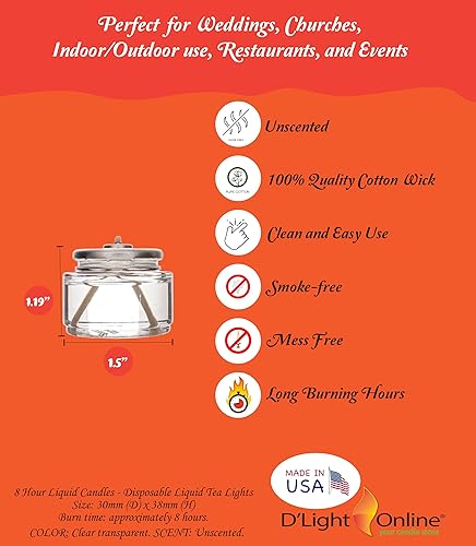 Miniatura 2 de D'light Online HD8-180 - Vela líquida desechable de cera líquida transparente de 8 horas con celda de combustible, sin humo, sin olor, sin olor,