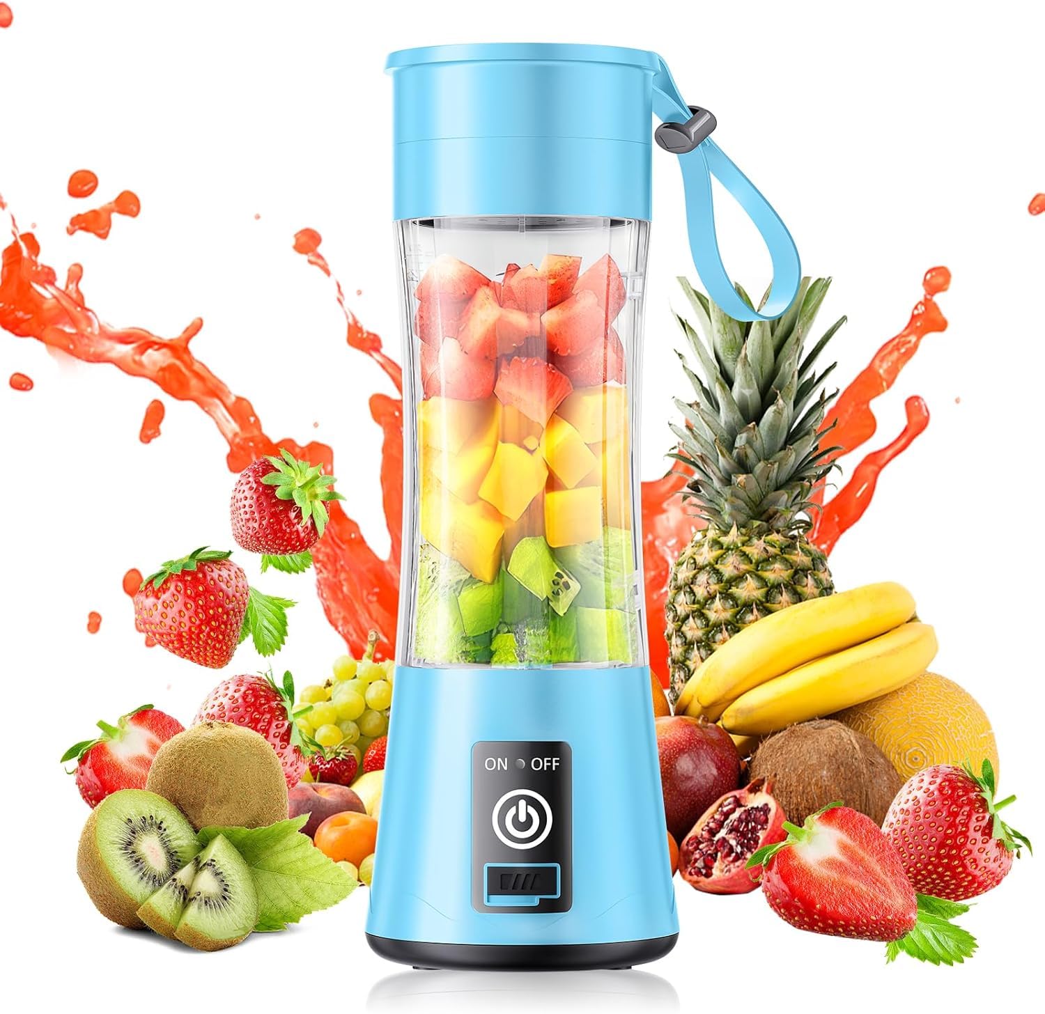 Cordless Mini Blender Make Smoothies &amp; Shakes - Portable Blender with 380ML BPA-Free Travel Cup, USB Rechargeable, Easy to Clean, Suit in Gym/Office