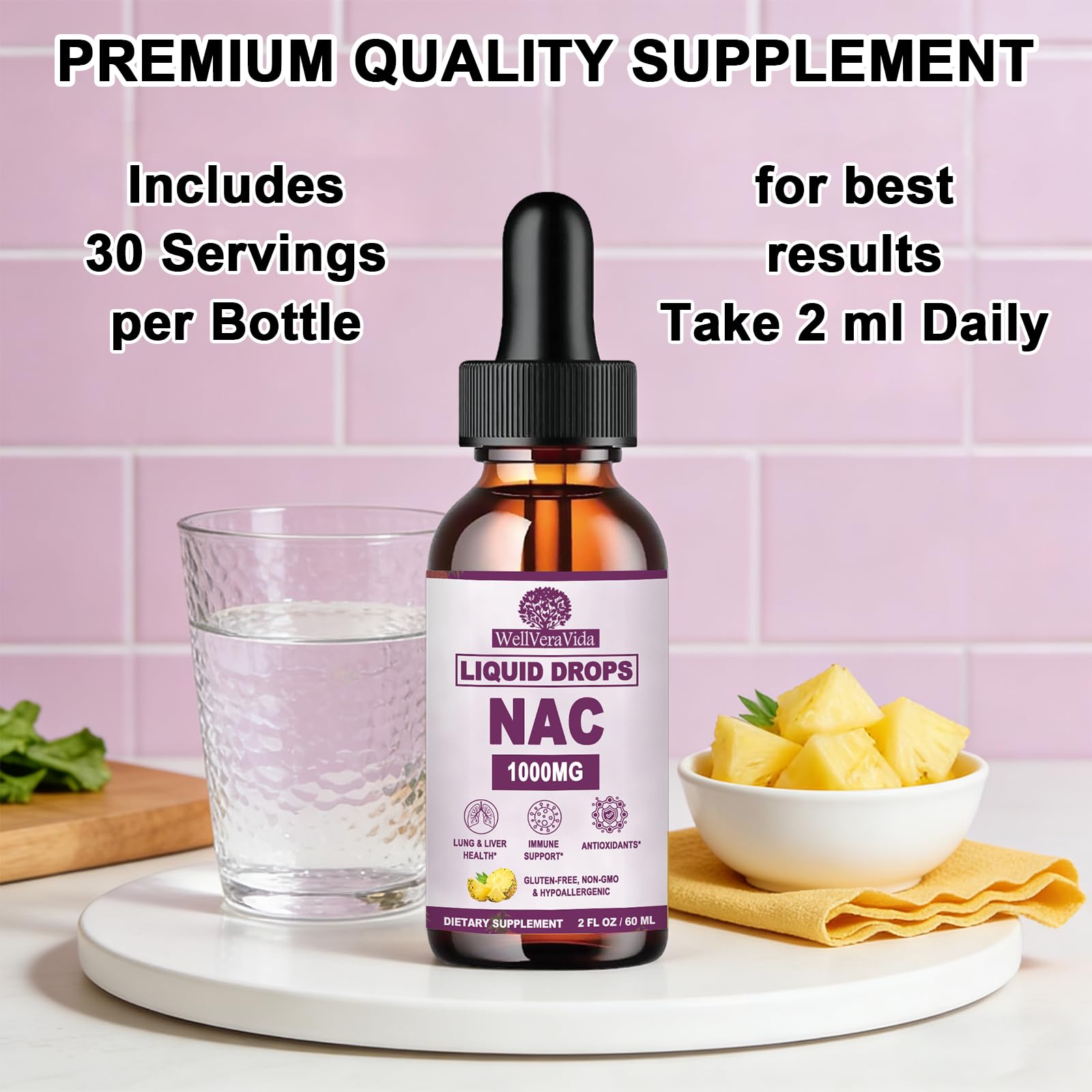 NAC Supplement N-Acetyl Cysteine 1000mg, Fast Absorb Liposomal Nac Drops — Amazon image 7