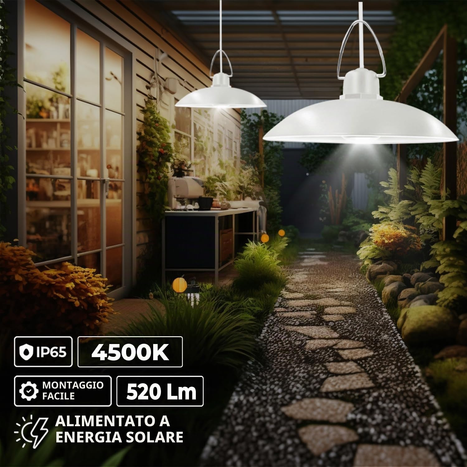 FOREVER Luce LED solare Sunari FLS-80 Doppia 6W 520lm 4500K 5500mAh Li-Io ideale per il giardino e il garage.
