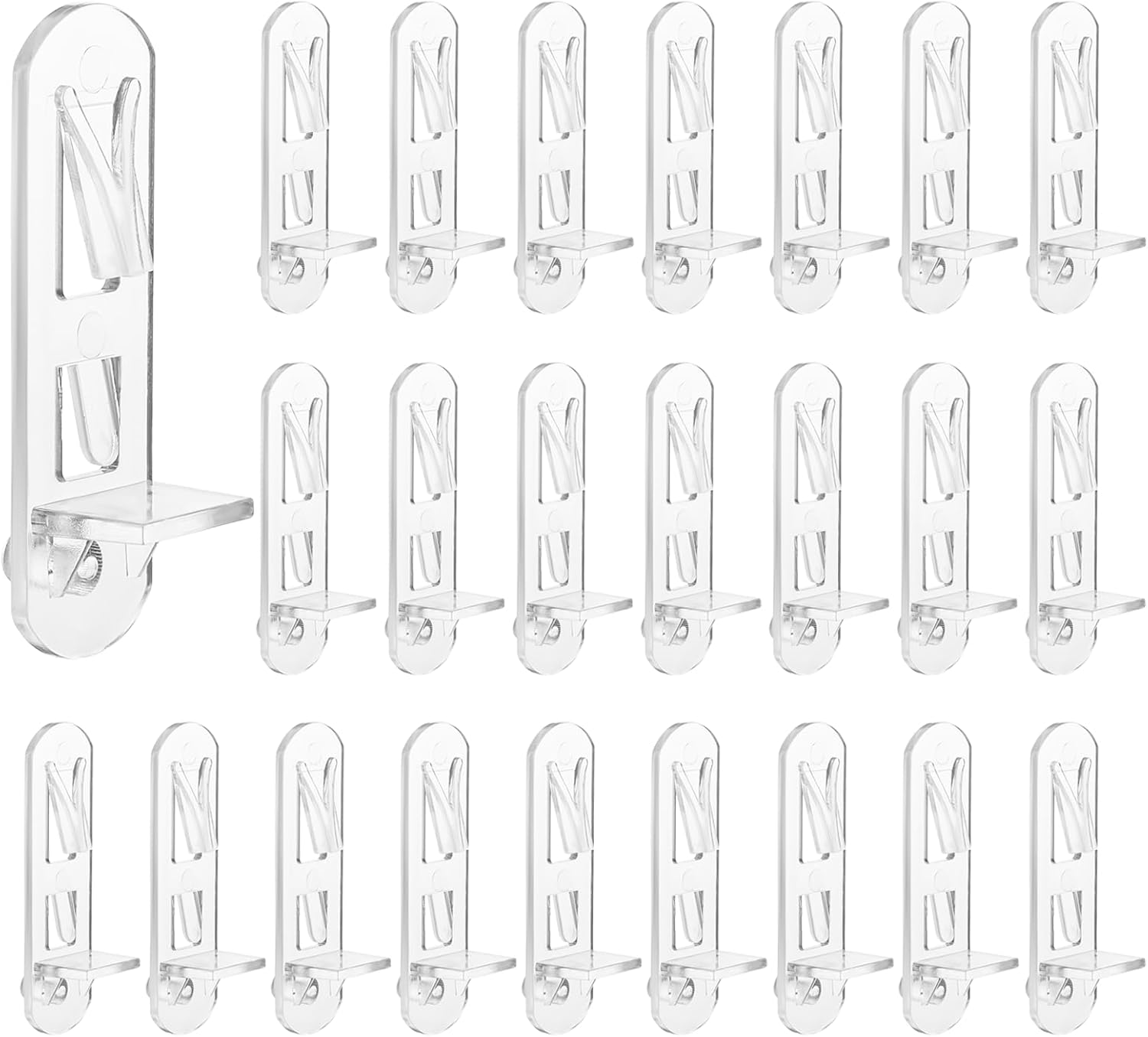 Piriuuo 24 Pcs Locking Shelf Support Pegs | 5mm Plastic Self Supports| Self-Locking Clear Shelf Pegs| Cabinet Pegs for Shelves Kitchen Furniture| 5mm Peg X 3/4" Thick Shelves