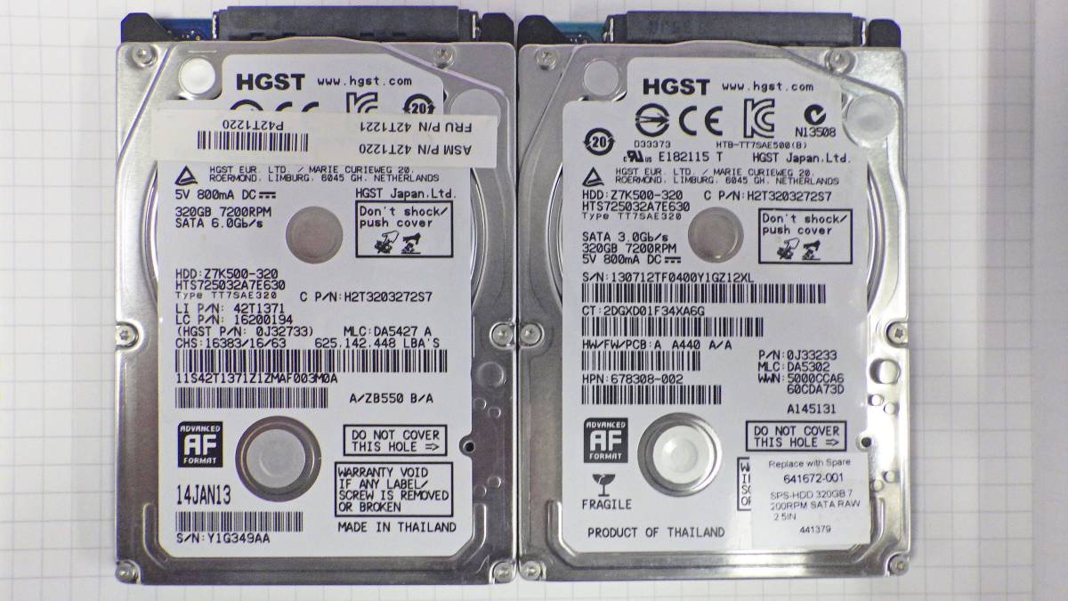 Disque Dur Interne Hitachi 2.5" Slim 320 Go Pour PC Portable - Modèle H2C320854S7 - Occasion