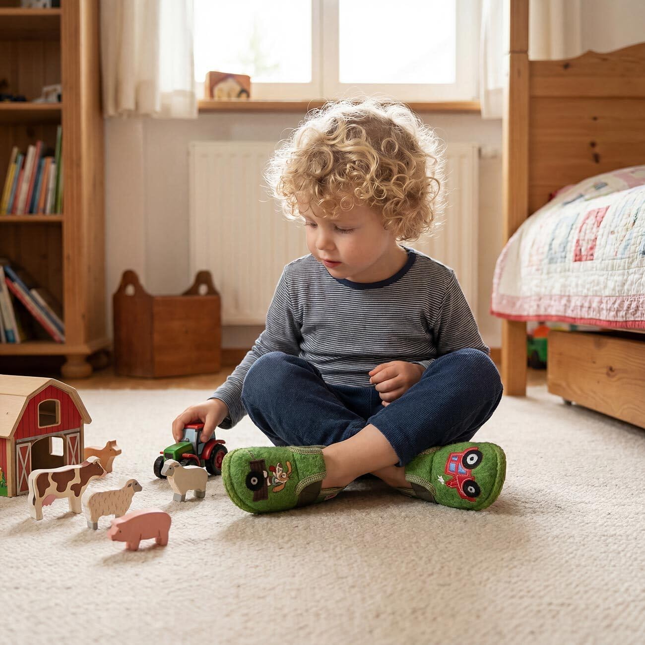Giesswein Thurland Kinder Hausschuhe Jungen - Warme Wollpantoffeln