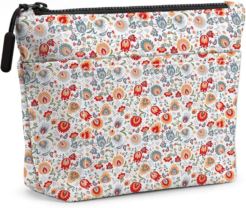 Necessaire floral jealance com bolsos externos e zíper