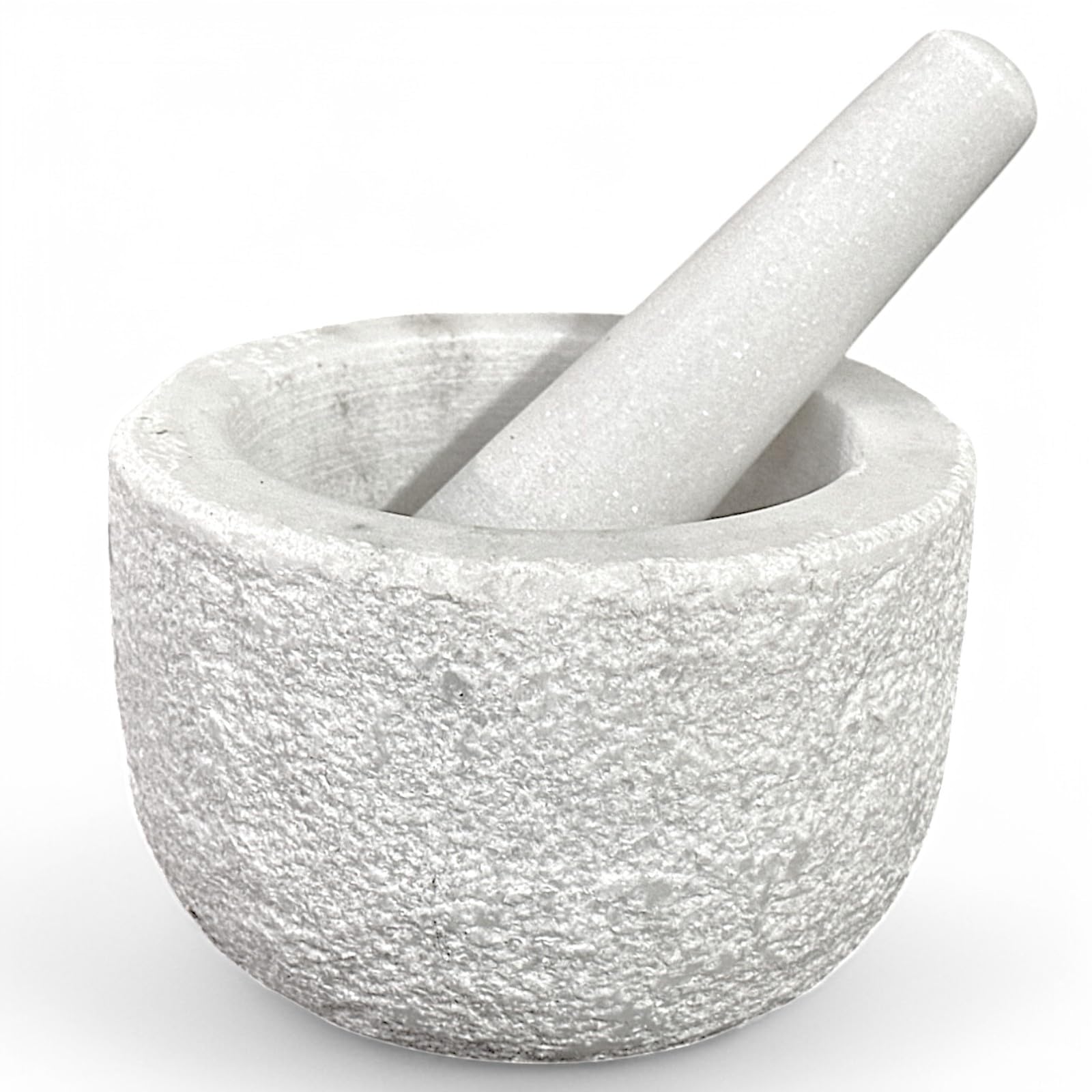 CBAM Mortaio Marmo Bianco Carrara Martellato Pestello in Marmo Mortar Home Art Ø 14cm