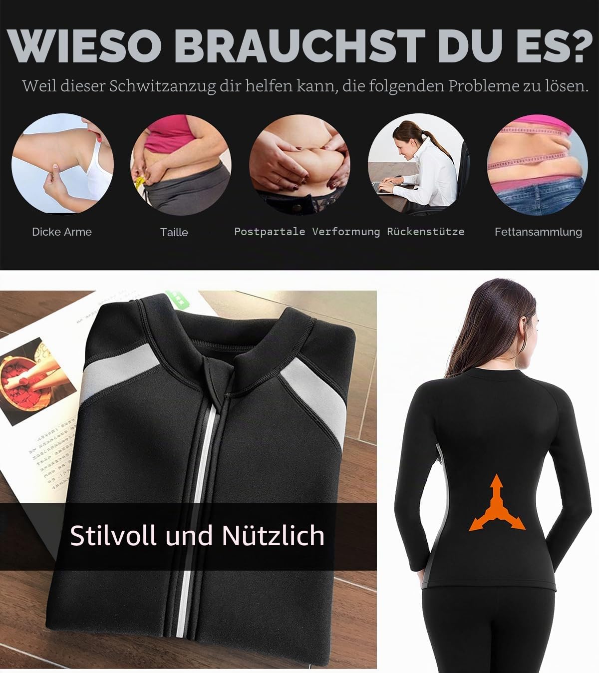 Sauna Effekt Anzug Taille Damen Top Suit Fitness Schwitze Lange Ärmel Neopren Shirt Abnehmen Korsett Schwitzjacke Thermo Body Shaper