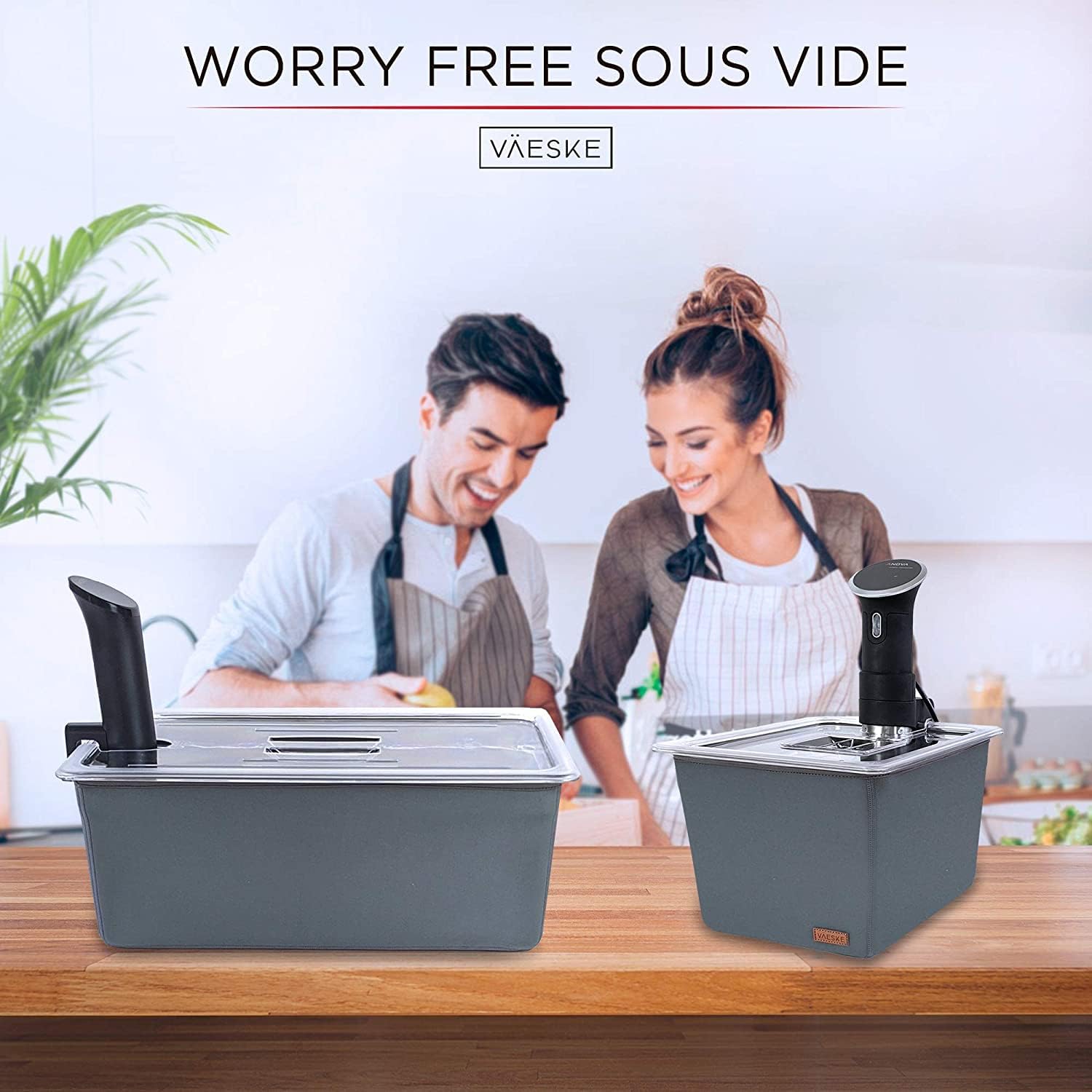 50% оƒƒ Dіѕсоunt VÄESKE Insulated Large Sous Vide Container with Lid and Racks Kit | Neoprene Retains Heat | Sous Vide Accessories (26 QT, Container/Sleeve/Racks)