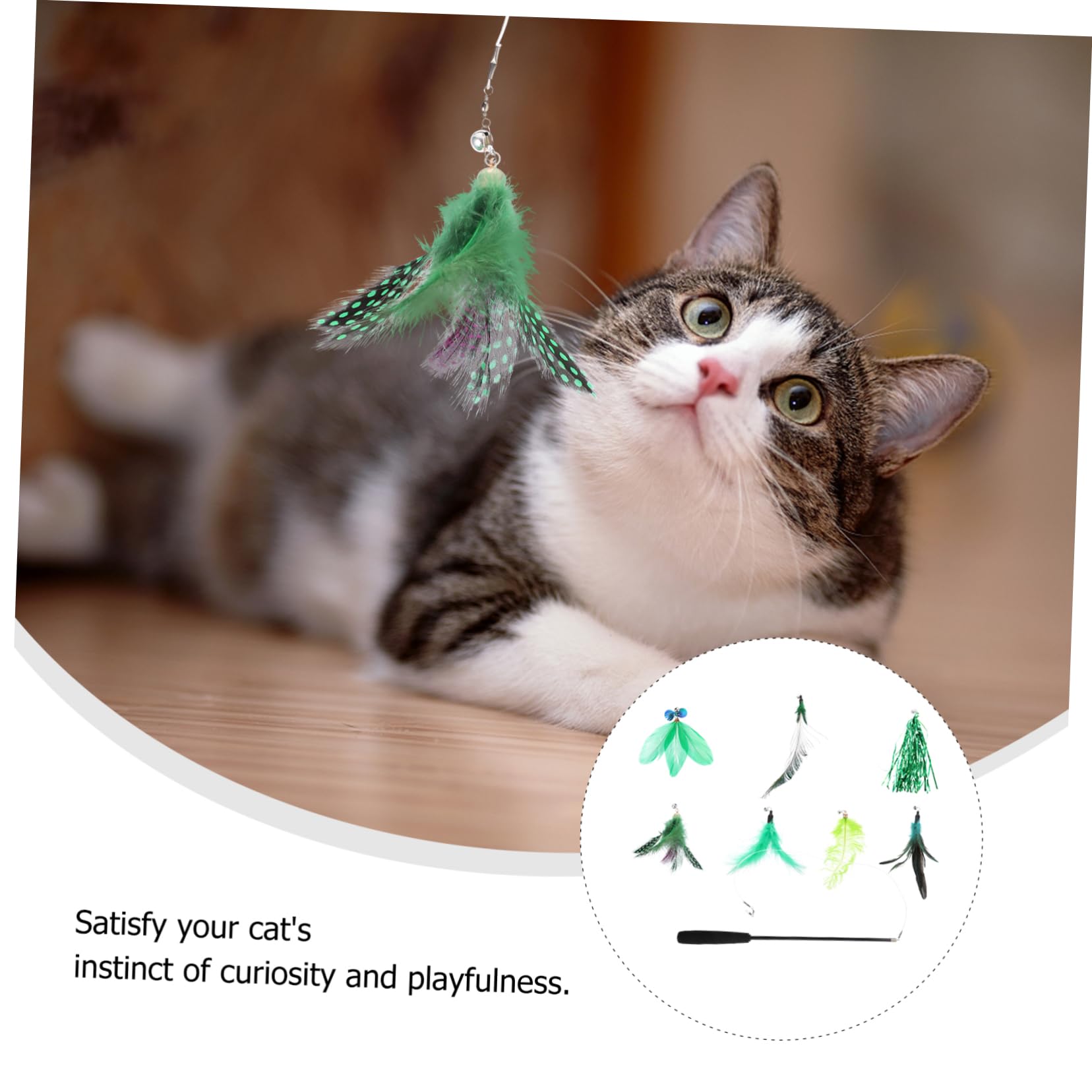 Happyyami 24stücke Teiliges Katzenspielzeug-Set Mit Katzenangel Und Wechselbaren Köpfen Interaktives Spielzeug Für Aktive Katzen Aus Weichem Material Fördert Spiel Und Bewegung