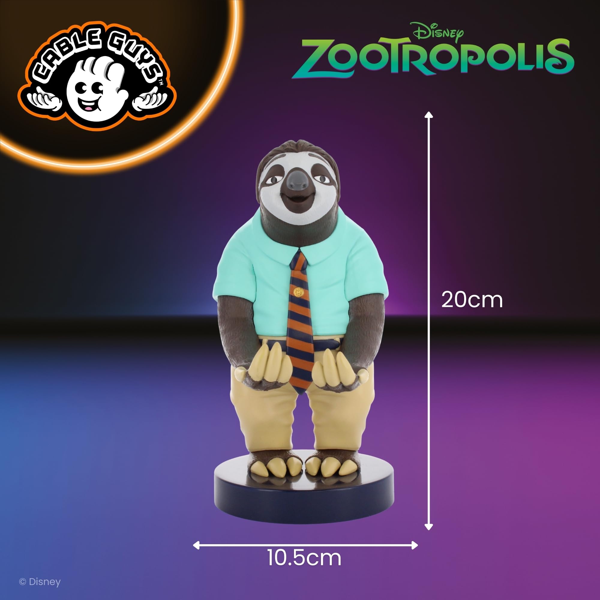 Cable Guys Zootropolis Flash the Sloth Controller Holder & Phone Stand - Gaming Accessories for Room and Desk Setup, Holder Compatible with Xbox, PlayStation & Most Standard Game Controllers — view 6