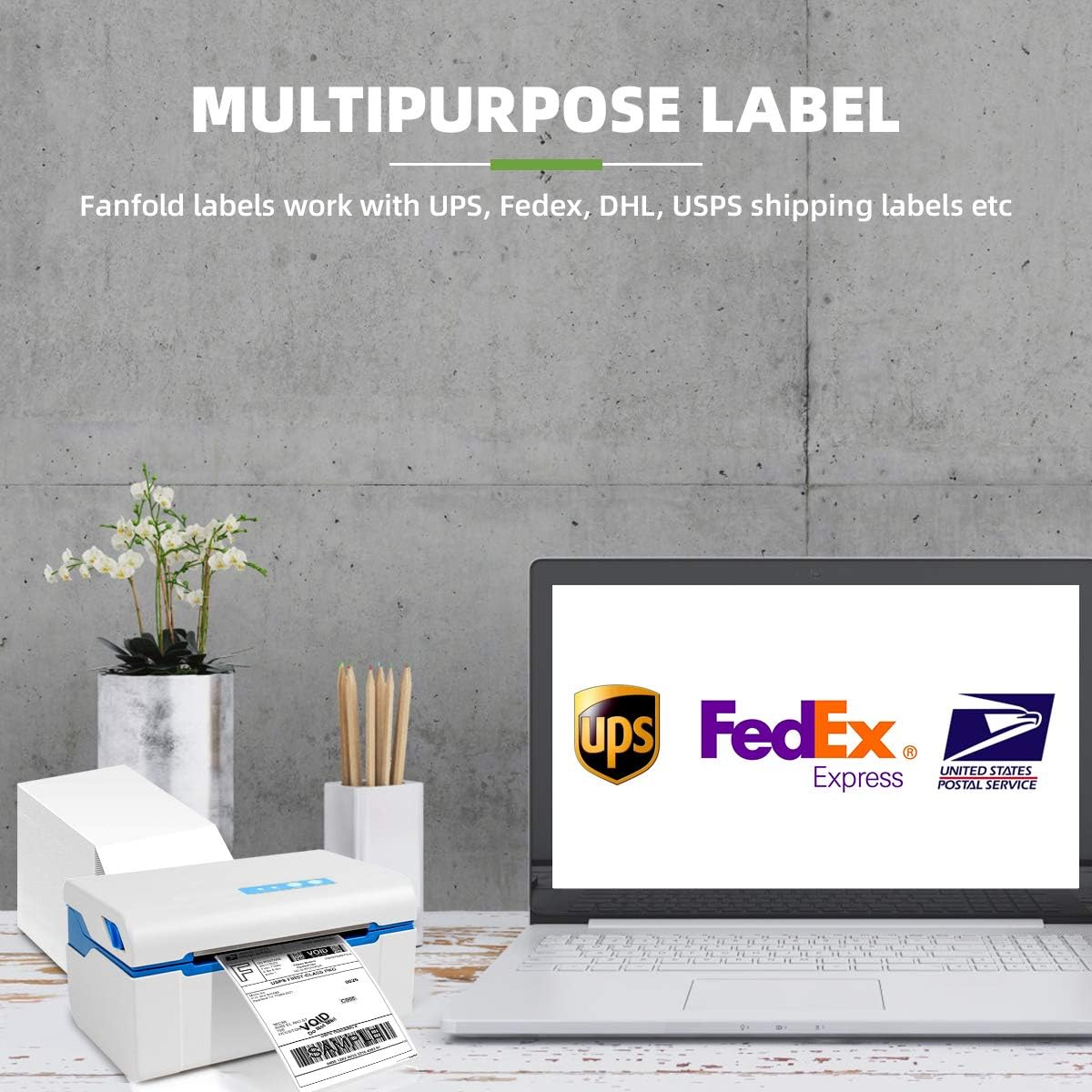 Fanfold 4x6 Direct Thermal Shipping Labels, Permanent Adhesive, White Mailing Labels for Thermal Printer Thermal Direct Shipping Label - Commercial Grade (4" x 6" Fan-Fold 500 Labels)