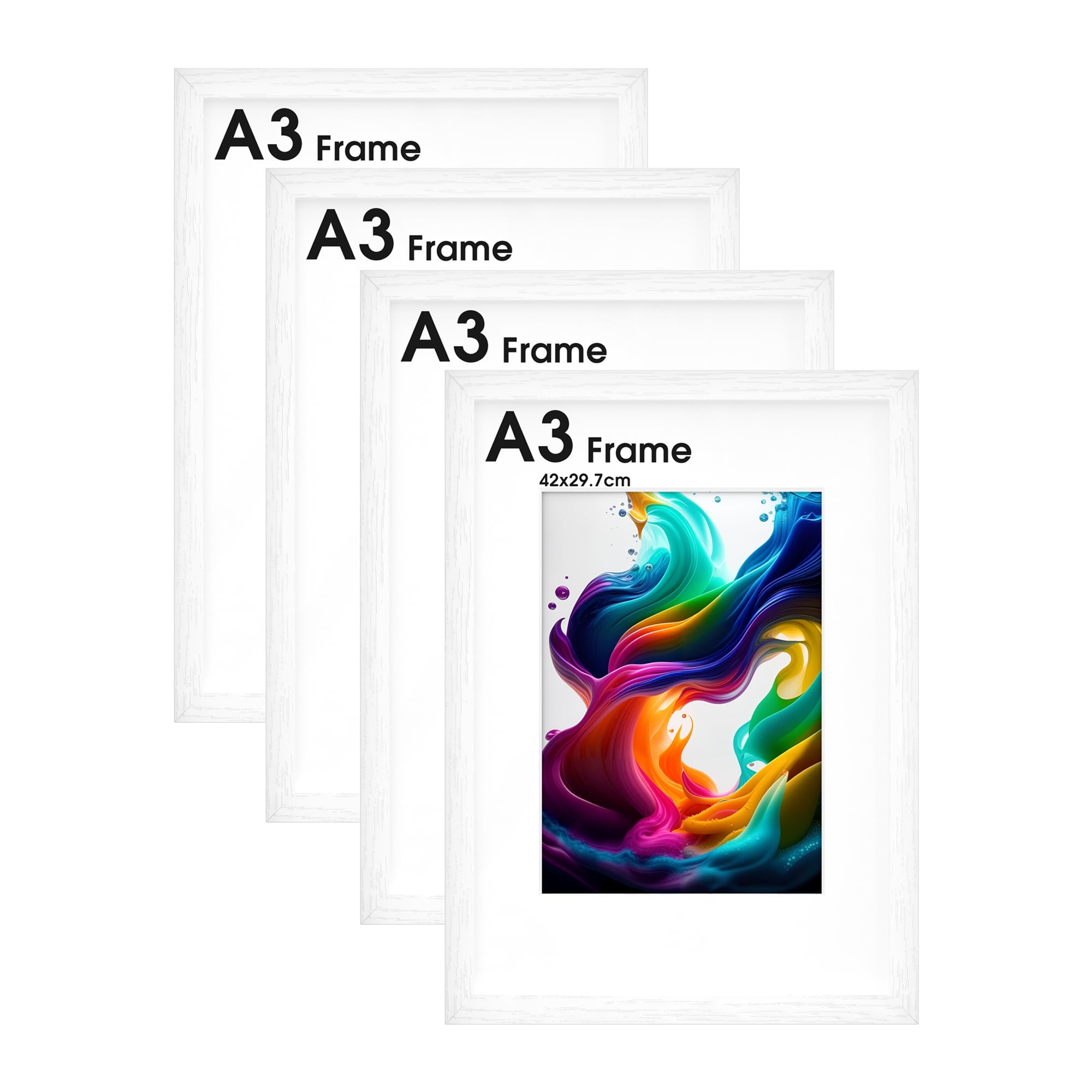 HueeeJot A3 Picture Frame 4 Pack - Wall Gallery A3 Frame with Engineered Wood - Picture Frames Suitable for Artwork, Family Photos, and Gifts for Friends and Relatives, White โ image 1