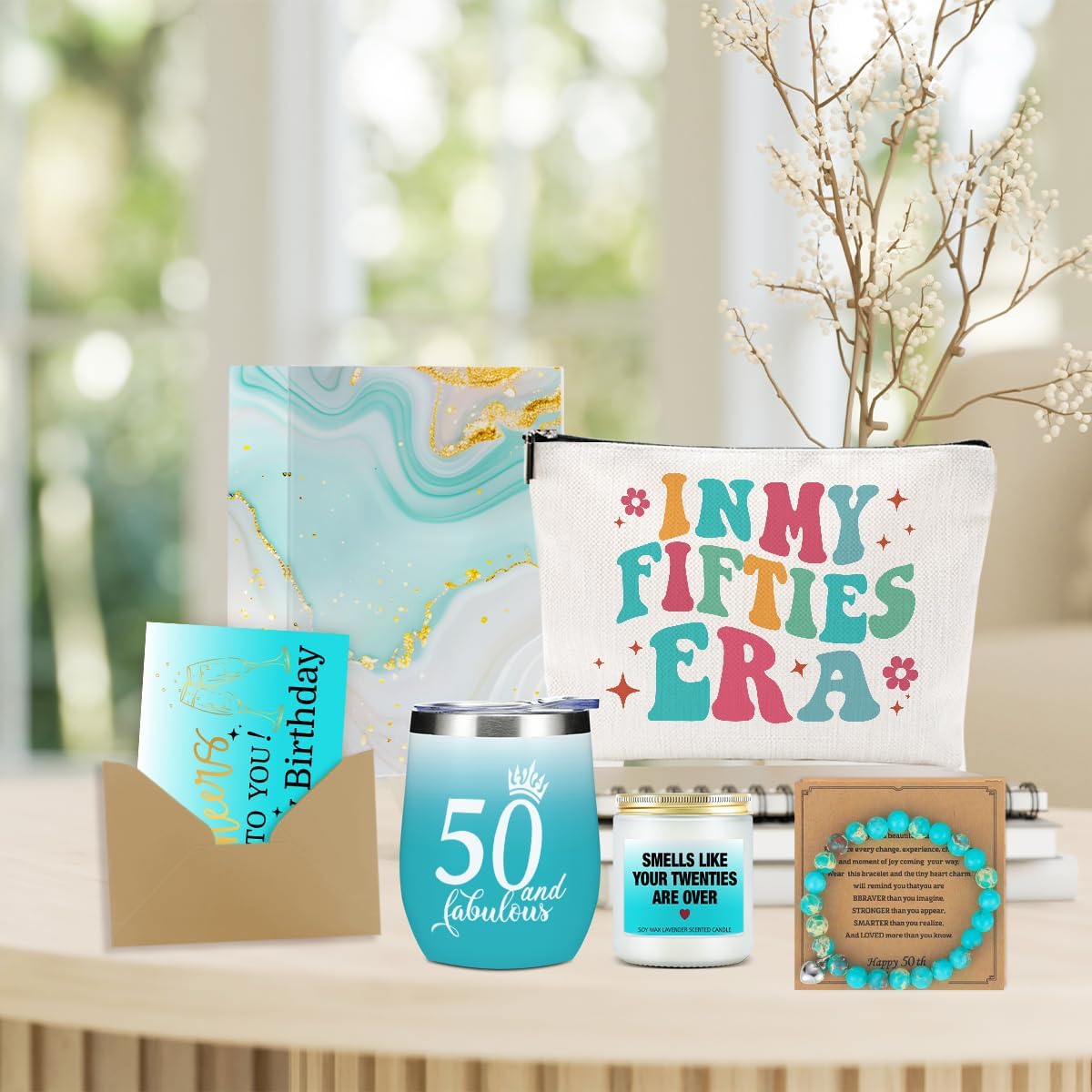 50th Birthday Gifts for Her, 50 Year Old Gifts for Women Woman Mom Grandma Bestie Sister Wife Best Friend Fabulous Turning 50 Year Funny Happy 50th Birthday Decorations Gift Basket Set image 4