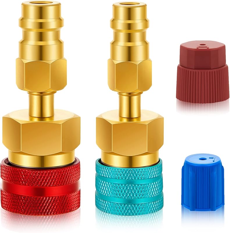 Adaptadores R1234yf para R134a Tallew com engates rápidos de alta e baixa pressão – Kit com 2 unidades