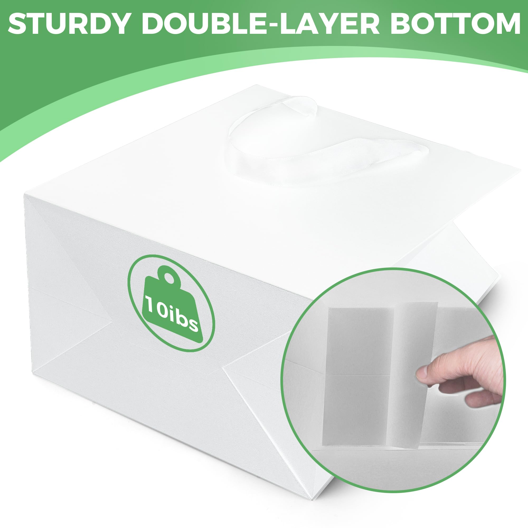 MOXARYSU 6-Pack White Gift Bags With Clear Window - 9.8x5.1x7.1 Inch Kraft Paper Bags With Handles