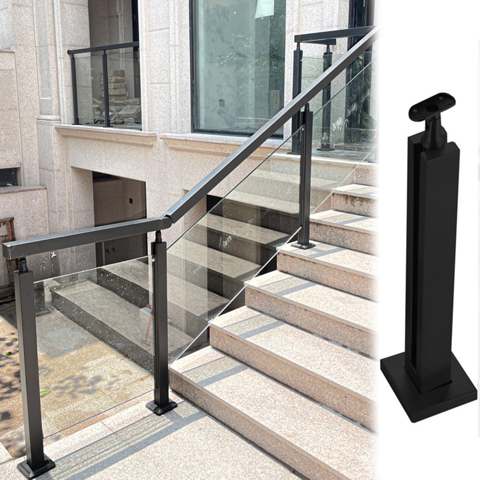 Poteau de garde-corps en verre pour escalier et couloir intérieur lumineux