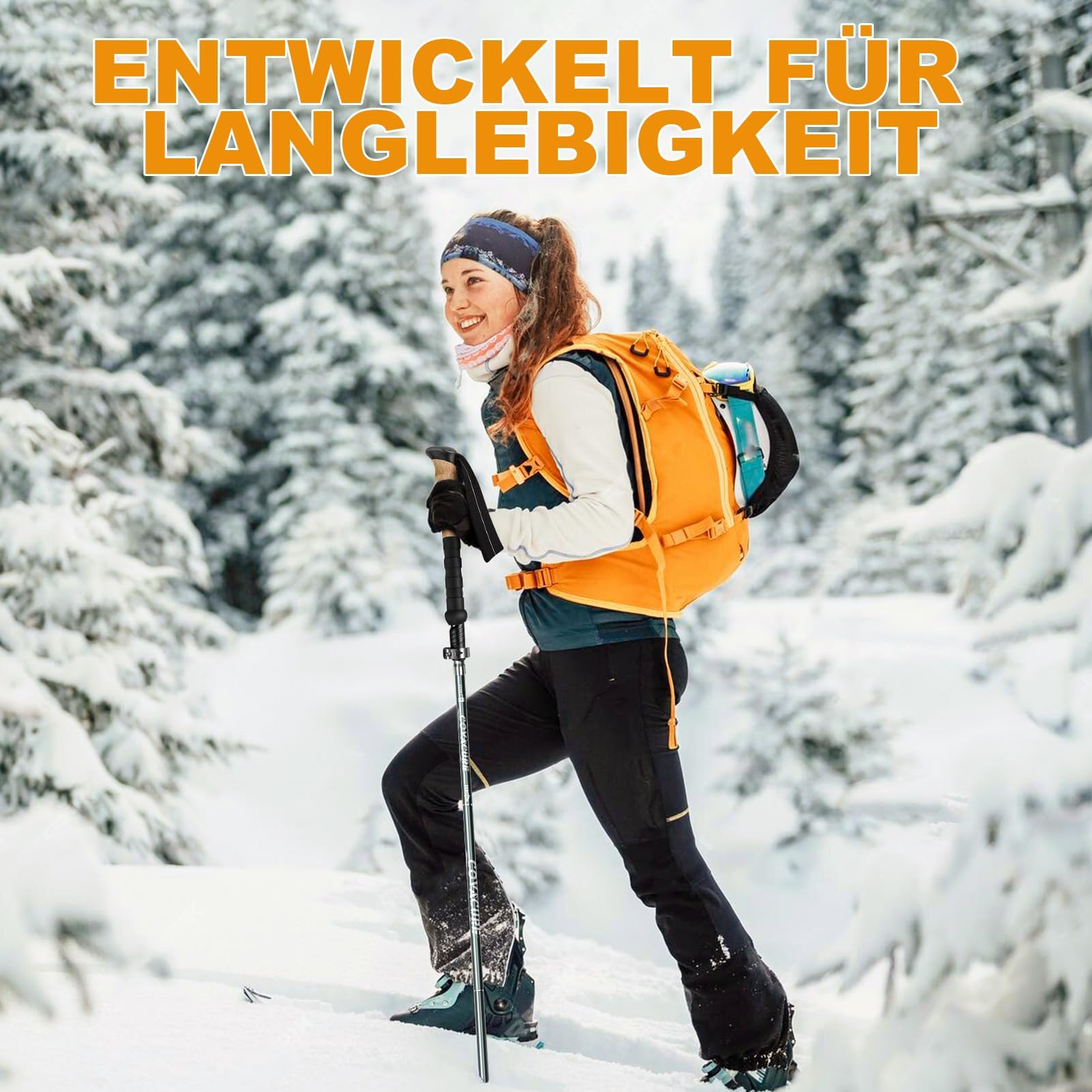 COVACURE Wanderstöcke Walking Stöcke Nordic Walking Stöcke - 110-130 cm Faltbar, Verstellbar, Teleskop, Leicht, mit Gummipuffer für Damen und Herren (2026Upgrade-Modell)