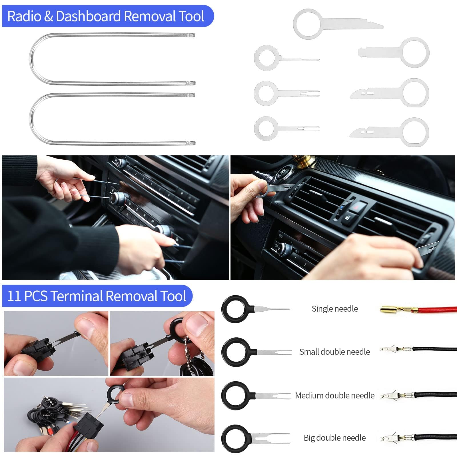 Kit 4 Outils Démontage Garniture Voiture - Plastique Jaune, 16 Cm | Pour Radio, Tableau De Bord, Panneaux Intérieurs