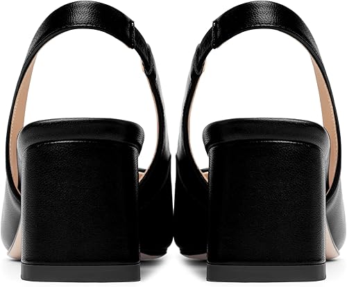 Miniatura 4 de FOGEENA Zapatos de tacón bajo de cuero grueso y liso para mujer, con puntera cuadrada, sexy, de 2 pulgadas