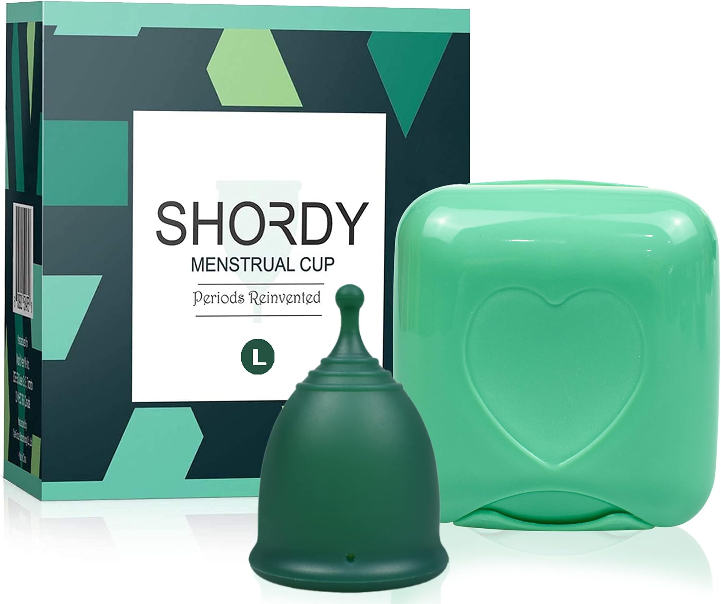 SHORDY Menstrual Cups (Large), Single Pack with Box, Soft & Flexible, Copa Menstrual Kit for Women Upto 12 Hours of Comfort, Eco-Friendly & Safer Alternative to Disc Pads Tampons (Green)