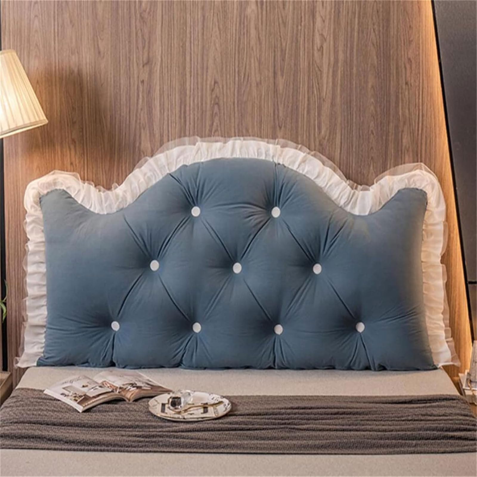 Cale de Lecture 120cm Bleu - Oreiller de Tête Idéal pour Grand Lit et Canapé