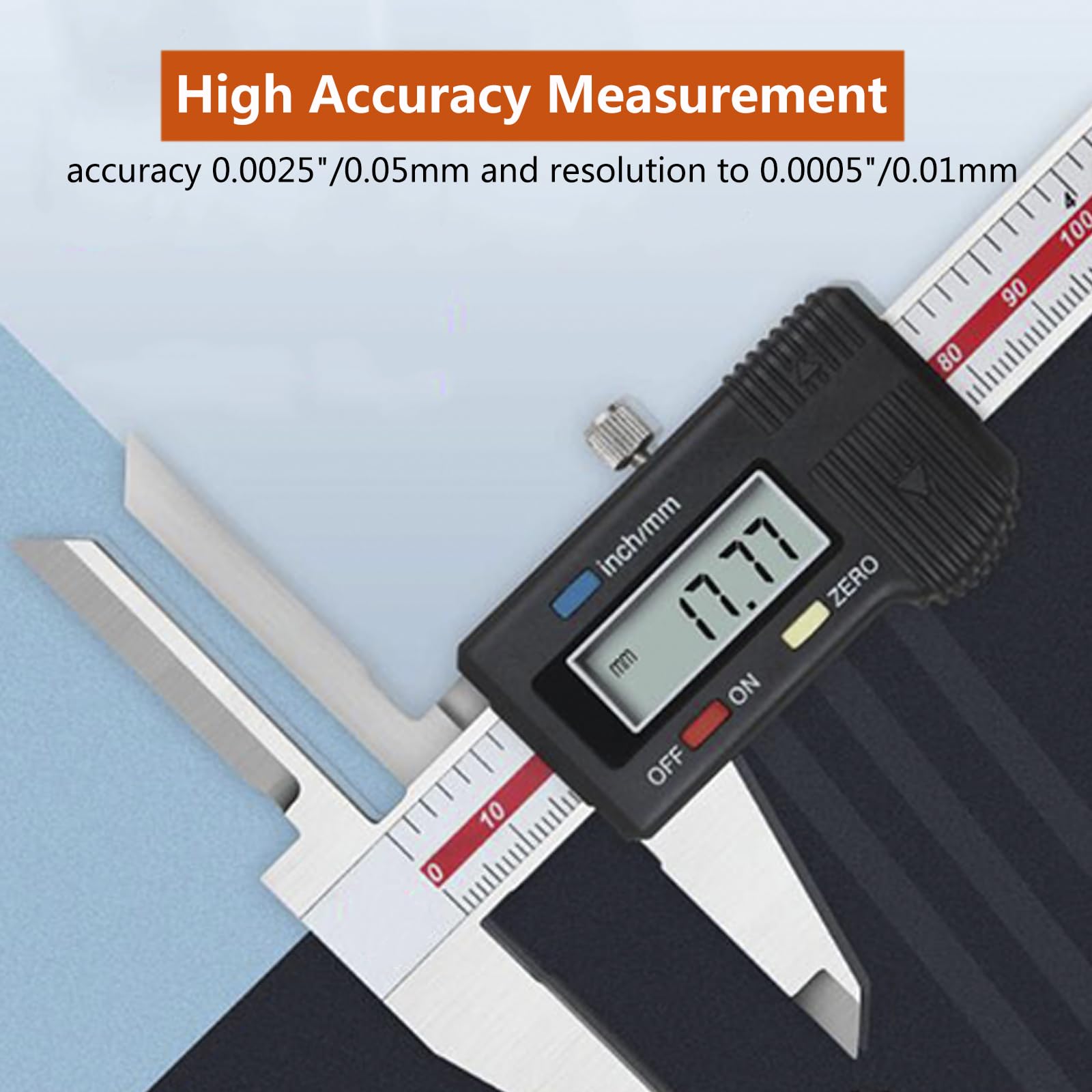 Calibre Digital 0-300mm/12" de Mandíbula Superior Larga, Pie de Rey Digital de Acero Inoxidable,Profesional Electrónico Vernier Caliper con Pantalla LCD, Conversión de Pulgada/Métrica