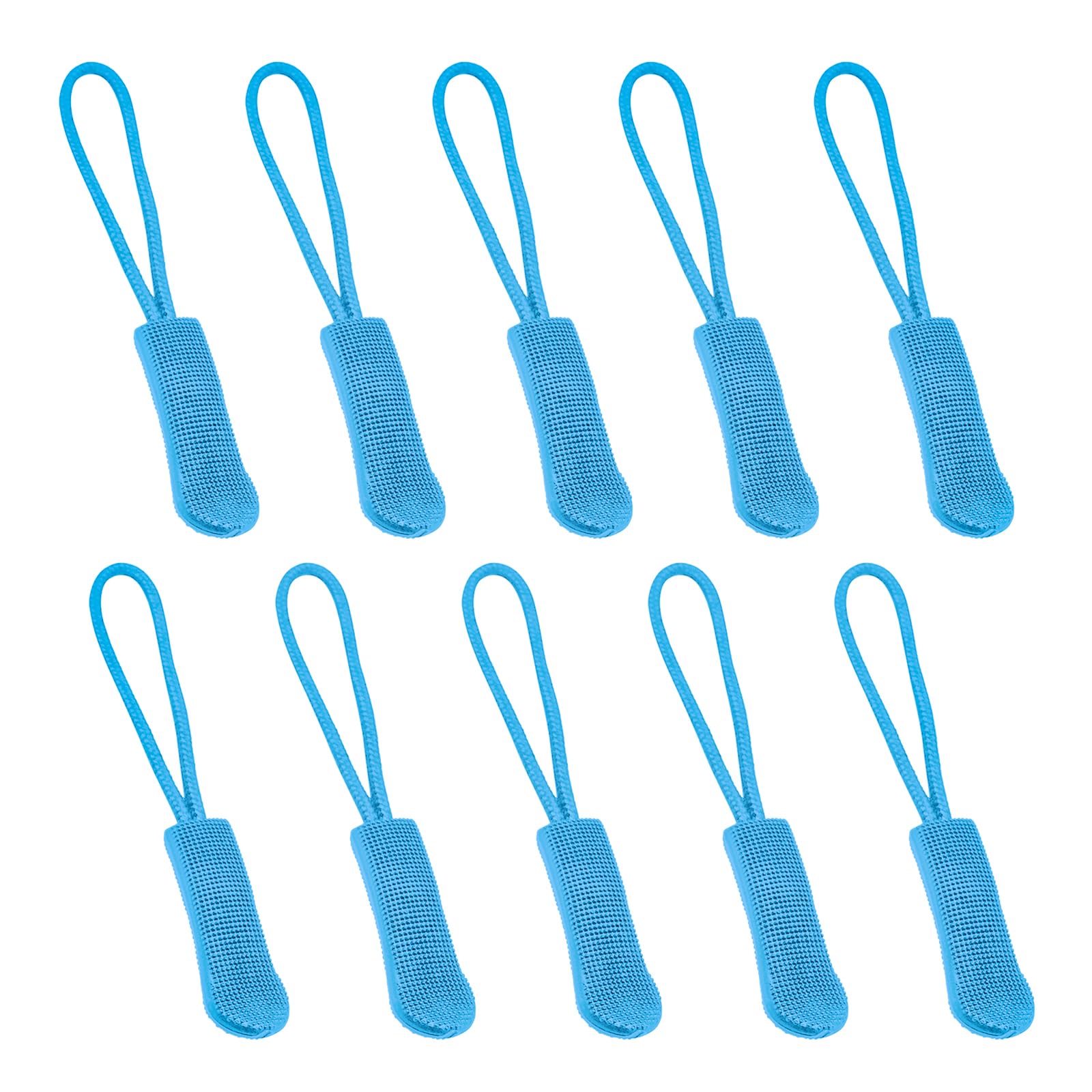 Fbshicung 10 Pcs Zipper Pull Replacemen Tab Heavy Duty Zipper Extender Cord for Bag Suitcase Jacket Luggage (Lake Blue)