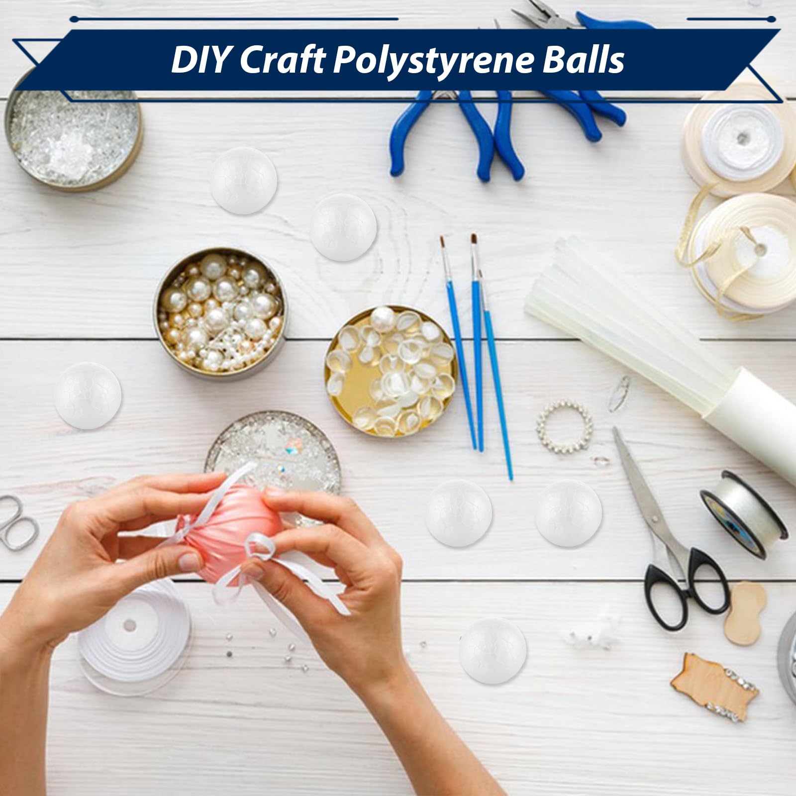 Lot De 100 Boules Blanches En Polystyrène 5 Cm - Boules Mousse Pour Artisanat, Décorations Noël Et Bricolage