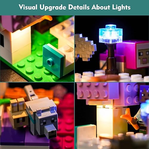 Miniatura 2 de VONADO Kit de luz LED para Lego Minecraft The Animal Sanctuary 21253 (solo luces, sin modelos) Juego de iluminación creativa Accesorios compatibles