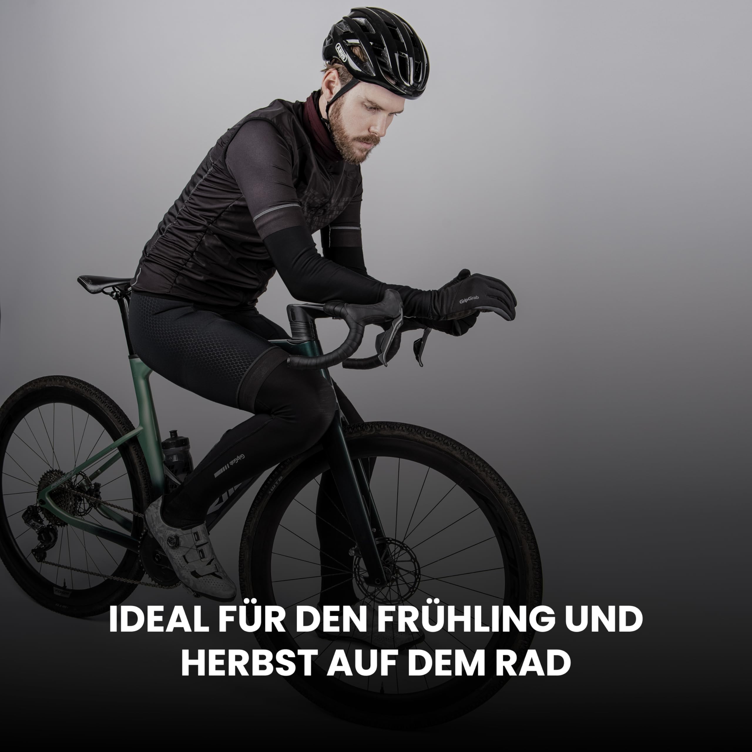 GripGrab Hurricane 2 Winddichte Fahrradhandschuhe Frühling Herbst Übergang | Gepolsterte Handflächen, rutschfeste Silikonprints, Touchscreen-Fingerspitzen, 90 % recyceltes Material, DWR-Beschichtung