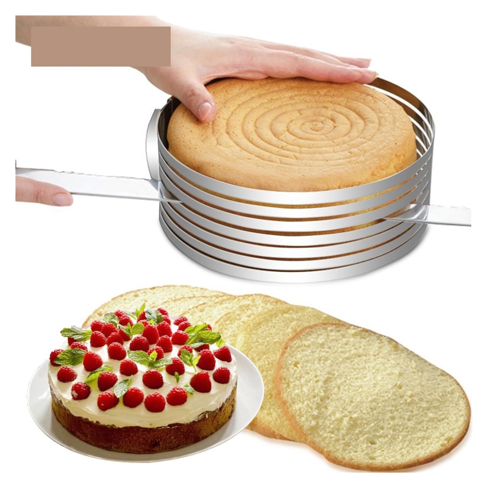 Anillo para Mousse de Acero Inoxidable Molde retráctil de Acero Inoxidable for Hornear Mousse, Molde for Tartas, Ajustable for