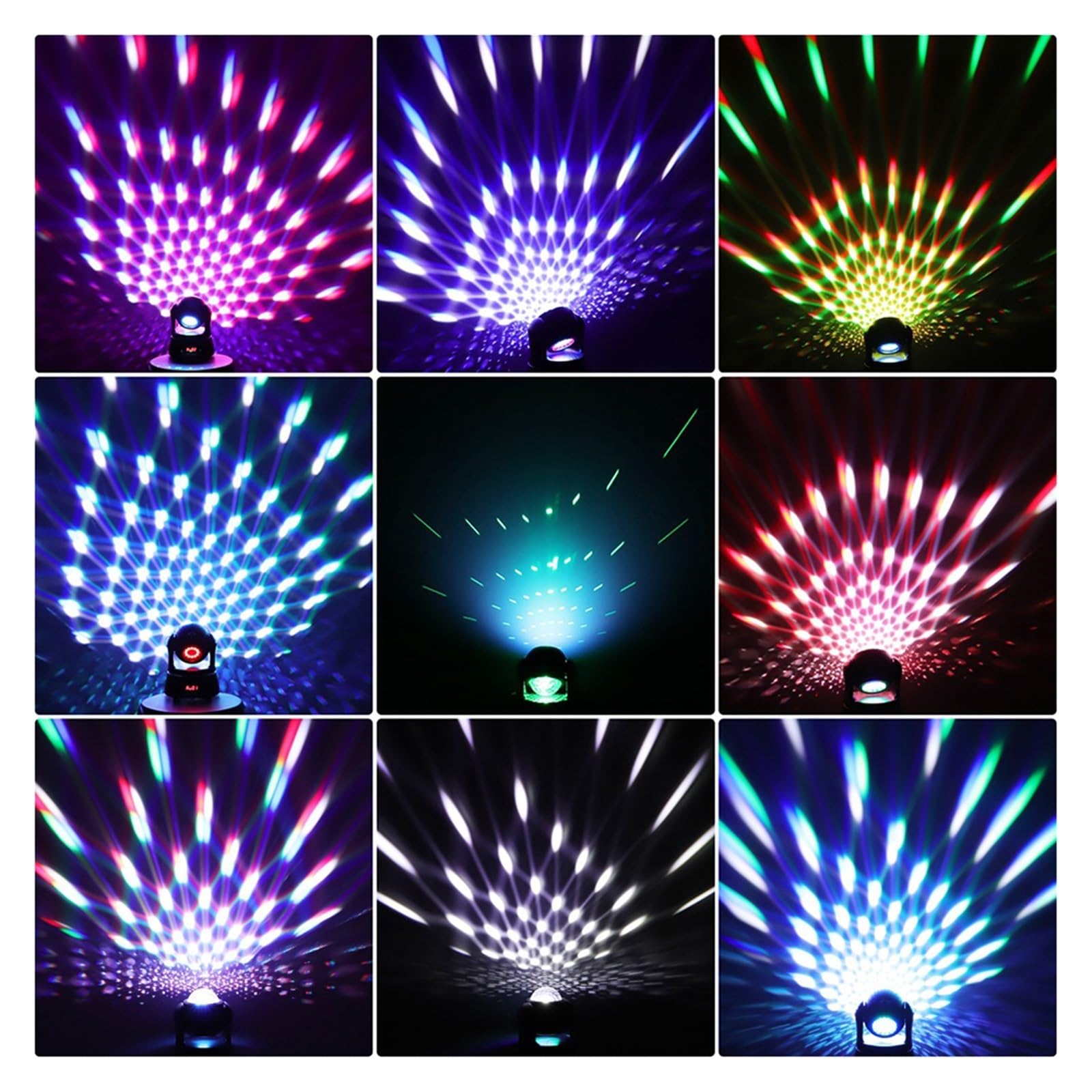 DJ-Lichter, RGB doppelseitige Moving Head Disco Lichter DJ Party Hochzeit Festival Publikum Bühne Weihnachten Halloween Licht