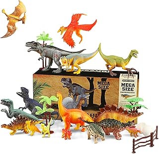 WOSTOO Dinosaur Toys for Boys, 23 PCS Dinosaur Figures Playset including T-Rex, Triceratops, Velociraptor, Dinosaur Set for Kids Toddlers 3 4 5 6 7 8 Years old
