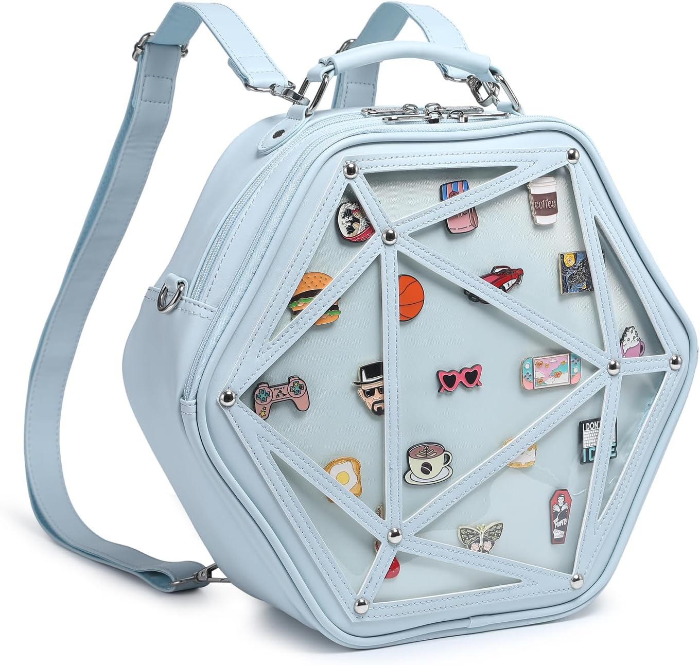 CHERRY SAUCE Star Ita Bag PU Crossbody Shoulder Bag Backpack Multi-Purpose Pins Display - Image 2