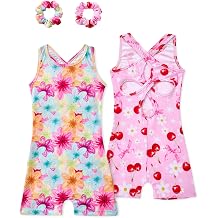 Gymnastics Leotards for Girls 2 Pack with Scrunchie