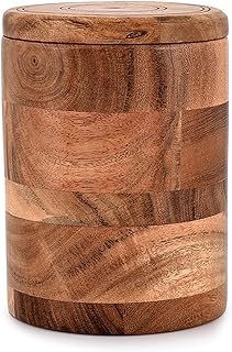 NIRMAN Acacia Wood round wooden storage jar with Lid for Keeping Cookies...