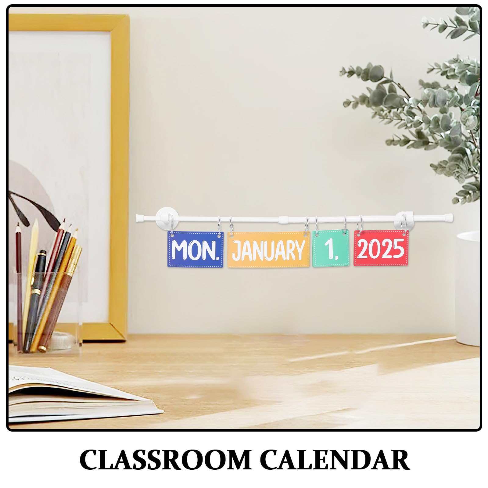 jojofuny 1 Satz Kalender-Pinnwand für das Klassenzimmer – Manueller monatlicher akademischer Schul-Flip-Kalender mit Datumskarten – Interaktiver Zeitplan-Organizer, Vorschul- und Heimschulbedarf