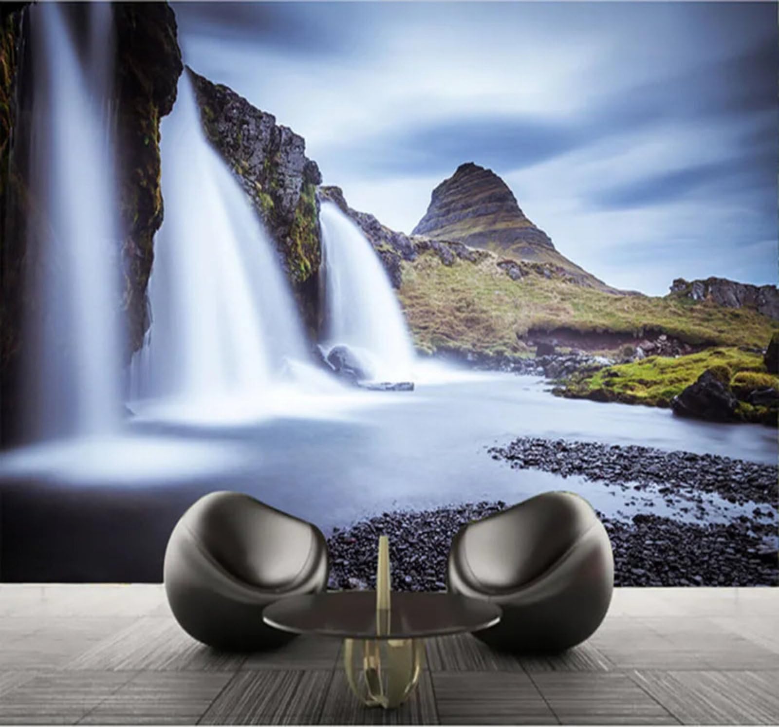 Wallpaper-3D-Xlm 250Cm×170Cm(B×H) Beautiful Nature Scenery Waterfall Mountain Peaks 3D Wallpaper Easy Install Feature Office Living Room Sofa Bedroom Tv Background Wall Decoration-250Cm×170Cm