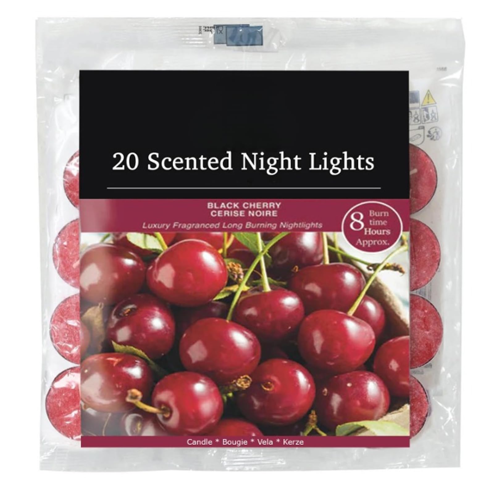 PHG Fresh Scented Tealight Candles with 8 Hour Burn Time | Long-Lasting Tealight Candle Set | Fancy Tealight Candles for Home Decoration | Quality Tealight Candle (Black Cherry)