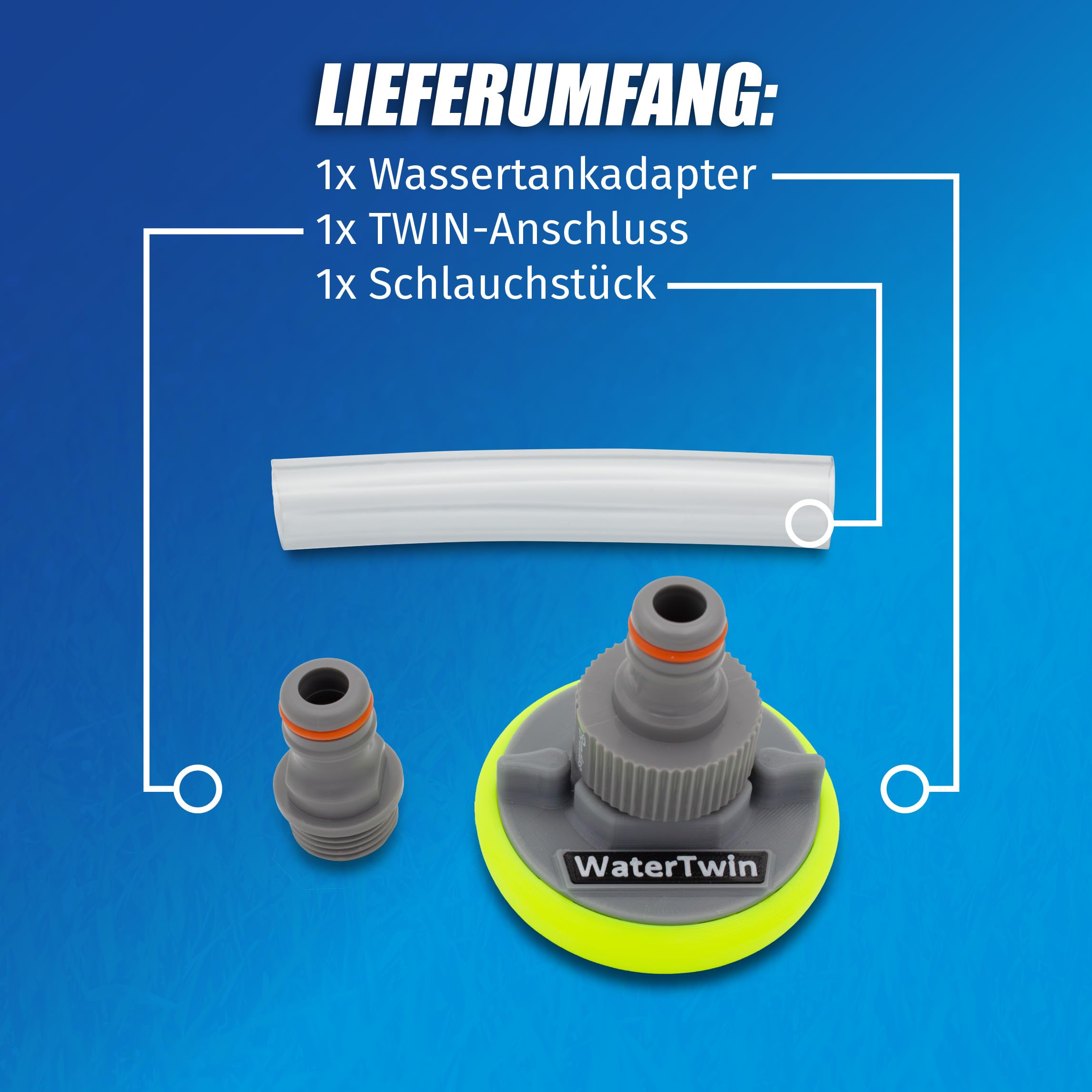 Adaptador de depósito de agua para autocaravana,Tapa de depósito de agua con doble conexión Gardena (adaptador para tapa de depósito de 3 pines, D: 68)