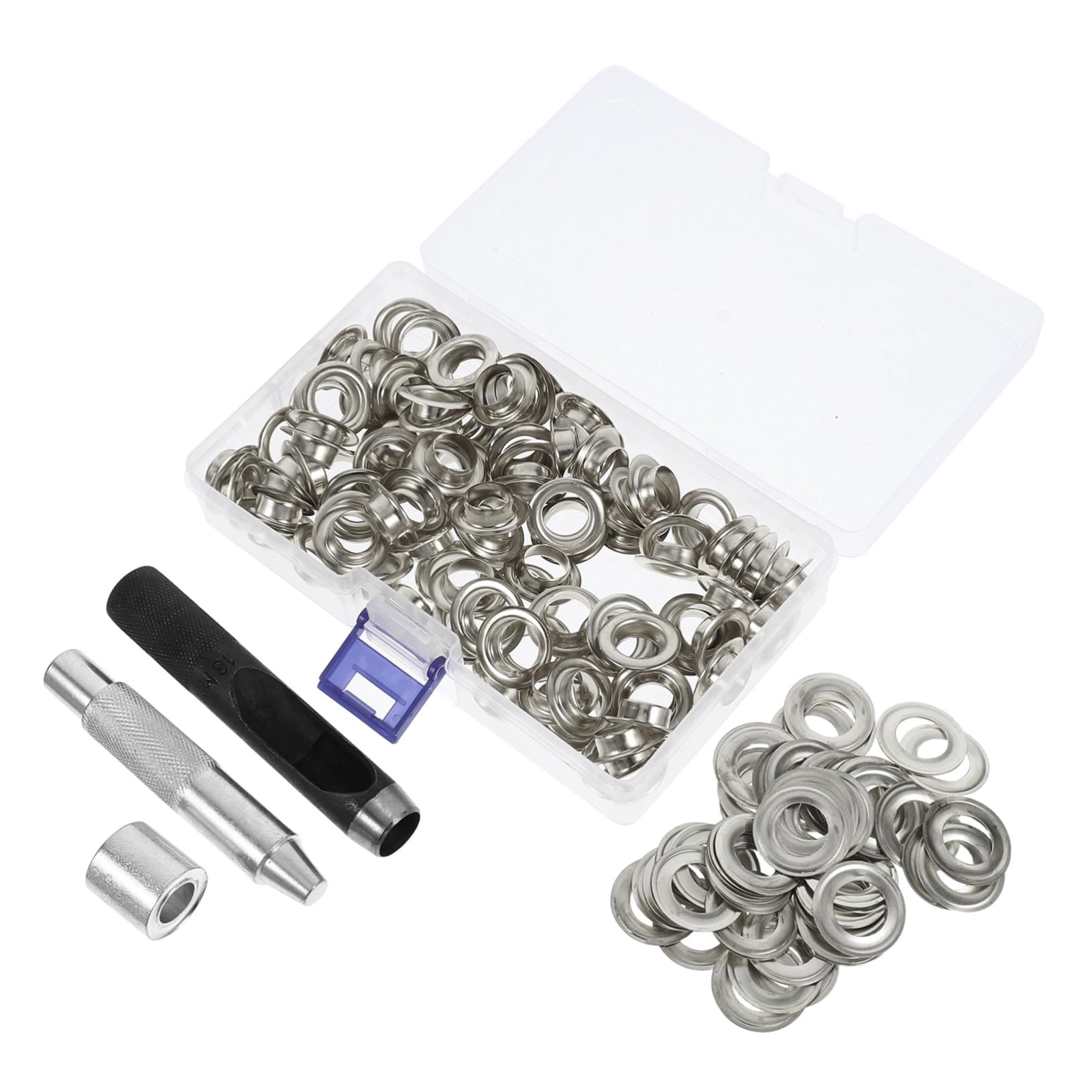 100sets Kit Professionale Per Occhielli Set Di Grommet e Pinze Per Fissaggio Strumento Per Progetti Di Fai Da Te e Lavorazione Del Facile Da Trasportare e Resistente All Usura