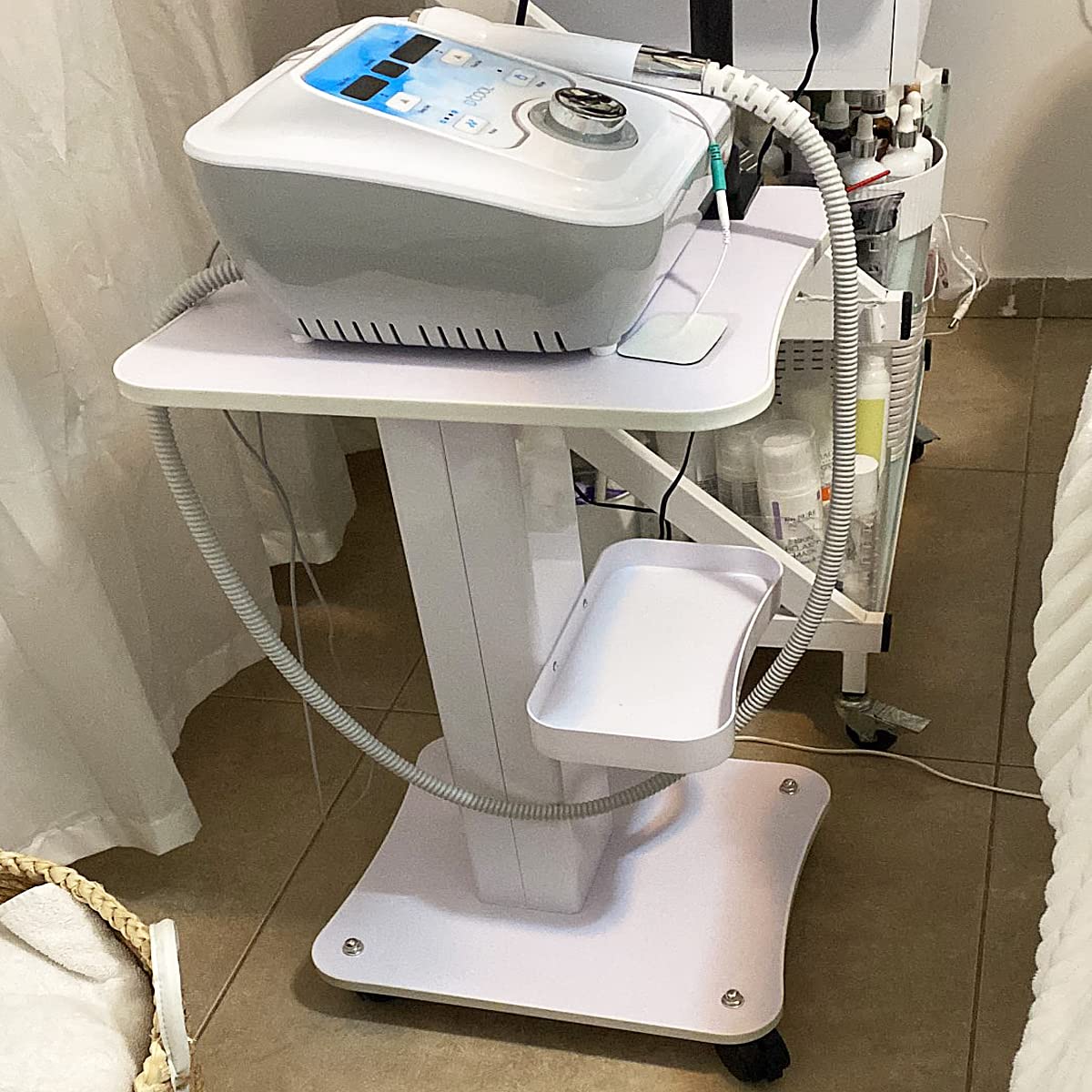 Carrello cosmetico da salone – Trolley portatile Beauty Salon in ABS con vano portaoggetti e ruota del freno – Spa Salon Barbiere Rolling Carrello per strumenti di bellezza e scopi medici