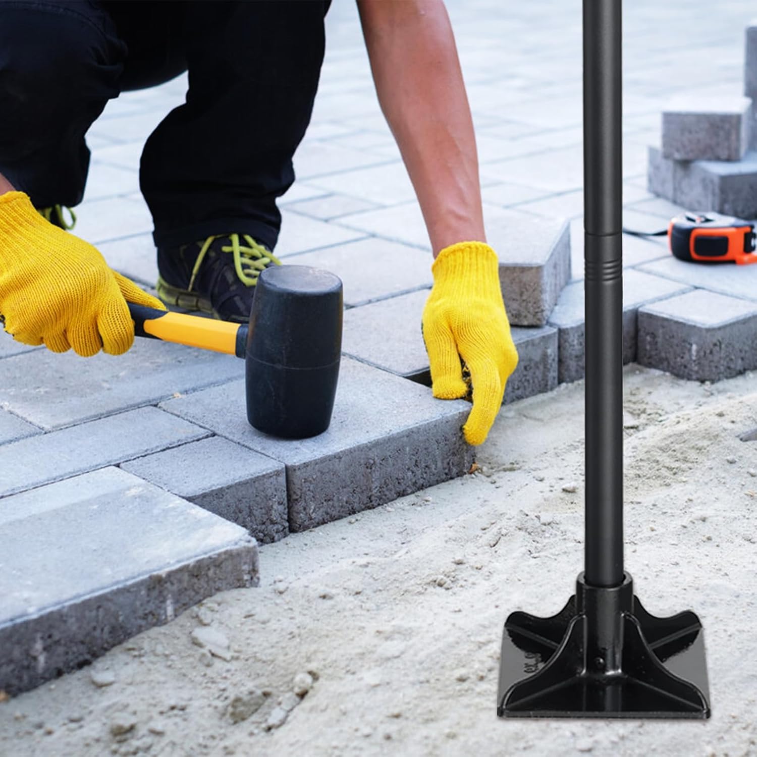 Tamper Tool Heavy Duty, 8x8 Inch Hand Steel Tamper Tool with 59 Inch ...