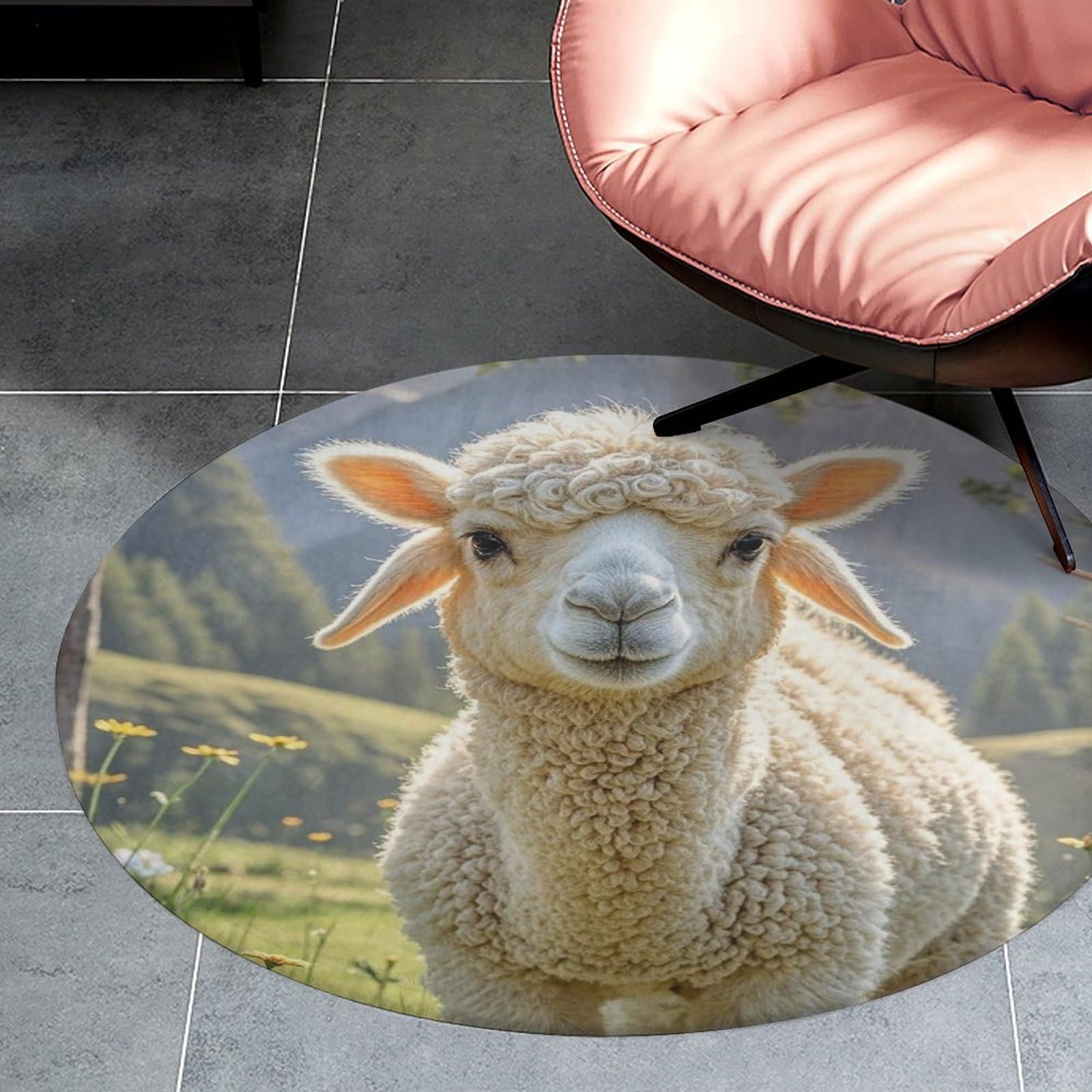 Tapis rond en velours de corail de 0,9 m idéal pour sécuriser une cuisine humide