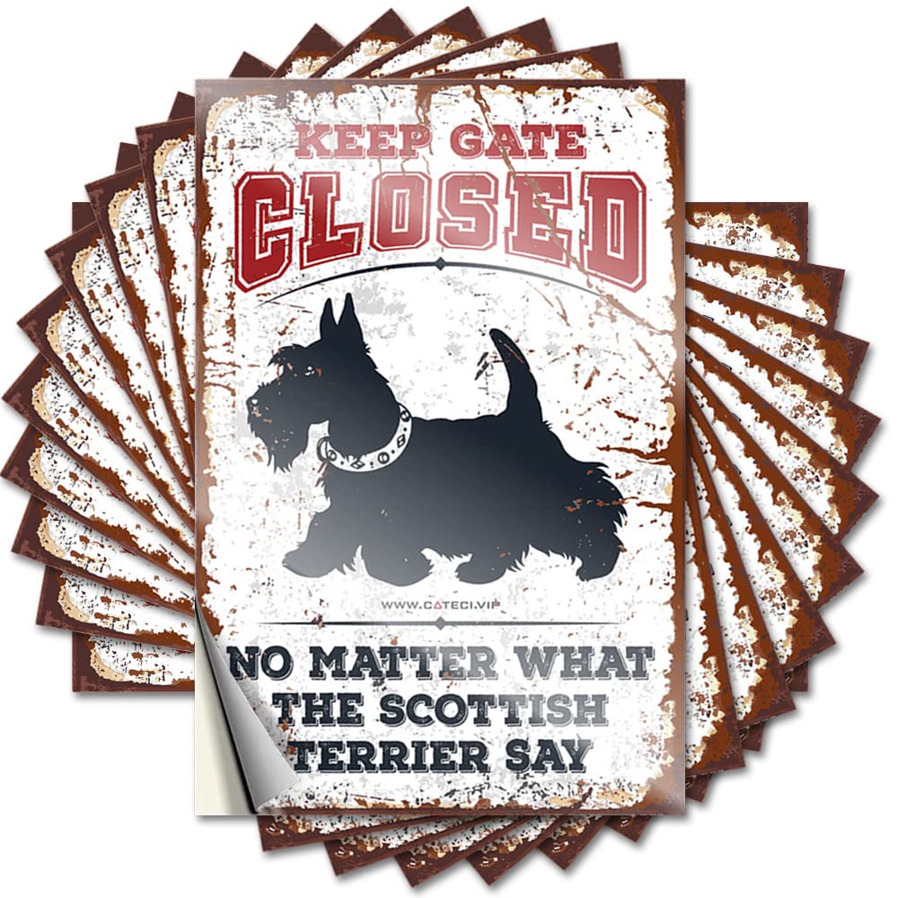 Saying Pool Decor Peel and Stick - Keep Gate Closed No Matter What The Scottish Terrier Say Bottle Funny Waterproof Vinyl for Sand(6X9CM)