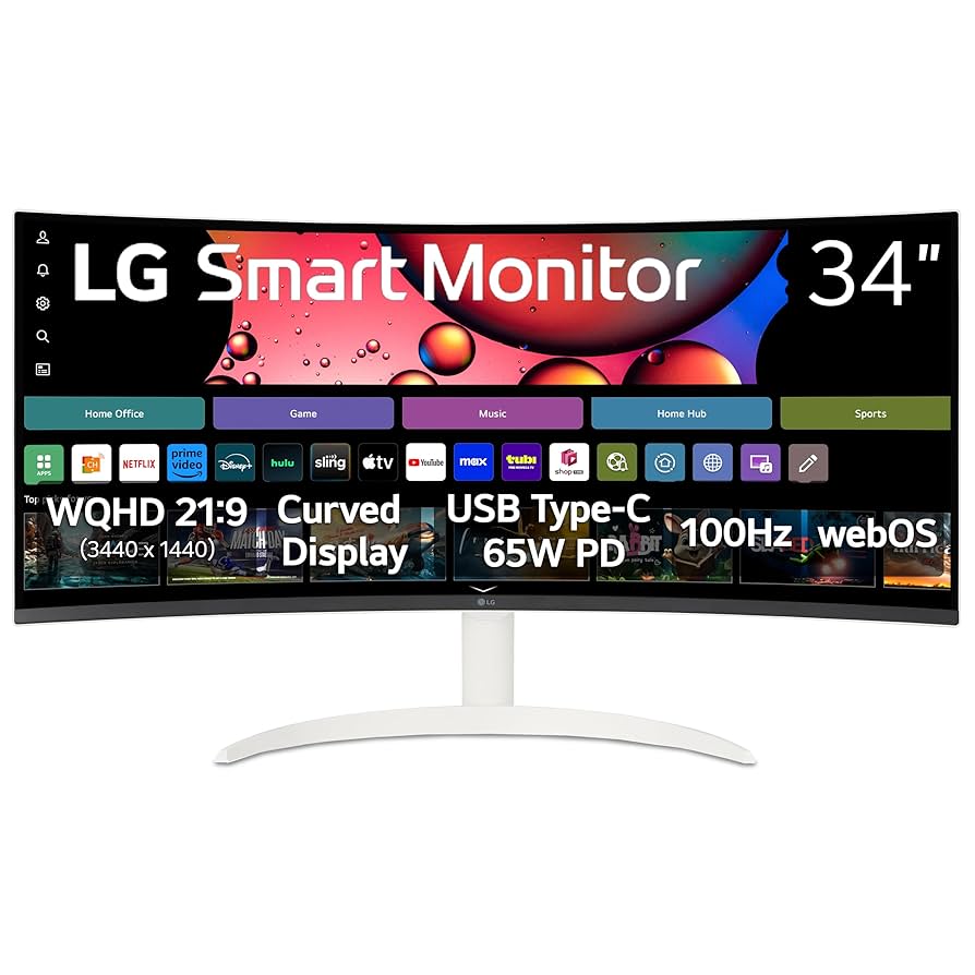 Amazon.com: LG 34SR63QA-W 34 inch Smart Curved Monitor with