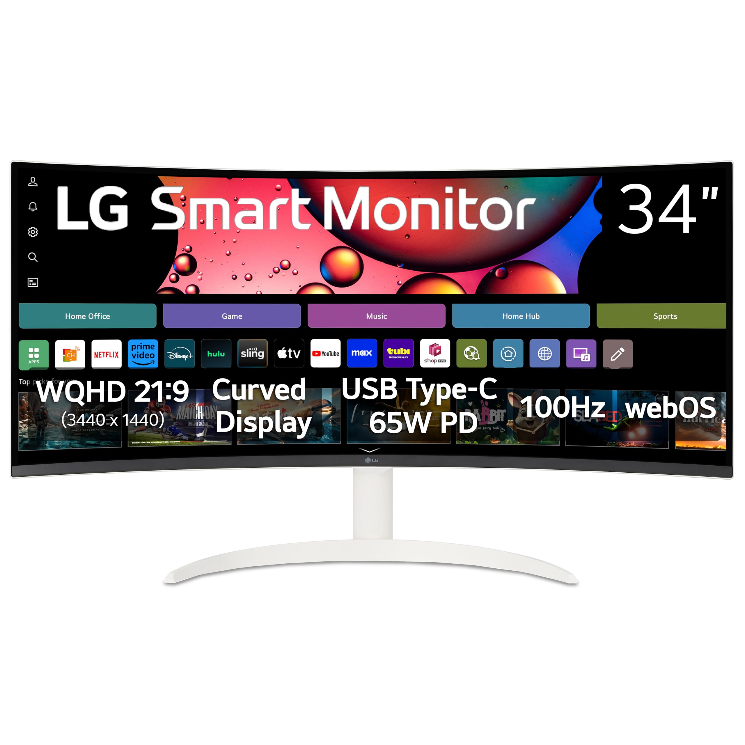 LG モニター 34inch USB Type-C White LG 34'' Class 21:9 UltraWide® WQHD IPS Curved LED Monitor