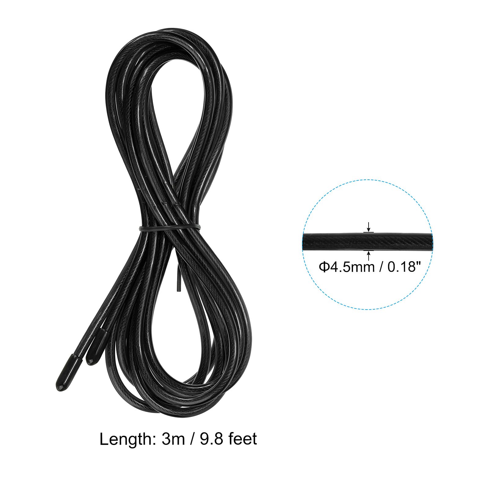 PATIKIL 10Ft Speed Jump Rope Replacement Cable, 4 Pack 4.5mm Professional Skipping Rope Replacement for High-Speed Jump Ropes, Black - Image 2