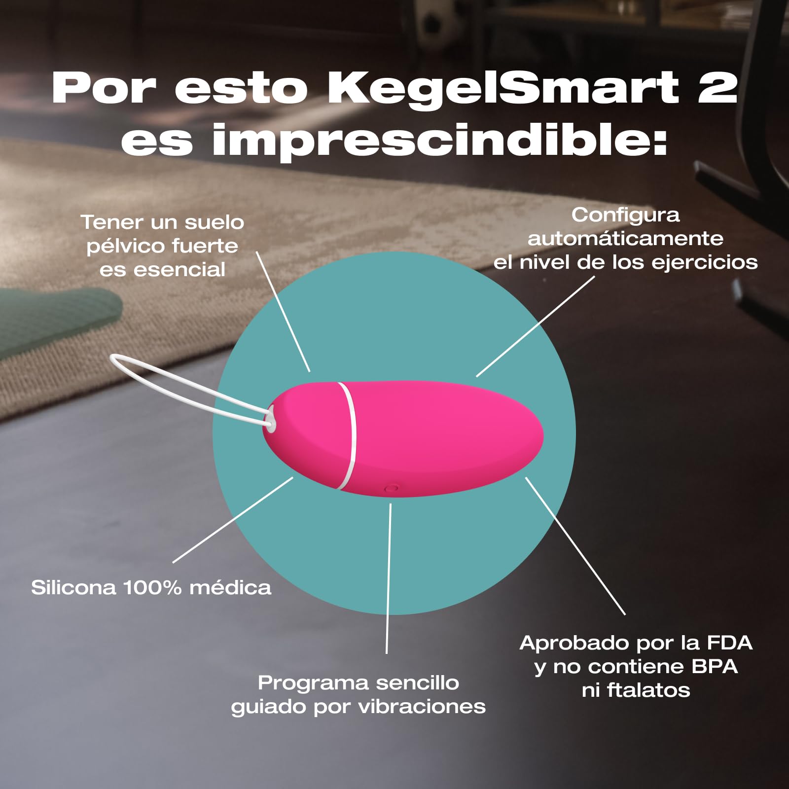 INTIMINA KegelSmart 2: Ejercitador de Suelo Pélvico para Mujeres, Bolas Chinas Suelo Pelvico Mujer Dispositivo de Tonificación de Kegel para Entrenamiento Guiado