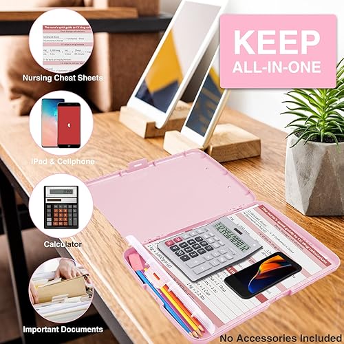 Vista 4 de Sooez Portapapeles con almacenamiento, tableros de clip de alta capacidad de 8.5 x 11 pulgadas con almacenamiento, carpeta de portapapeles de Rosa